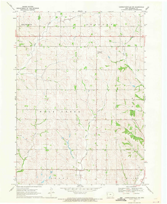 Classic USGS Correctionville NW Iowa 7.5'x7.5' Topo Map Image