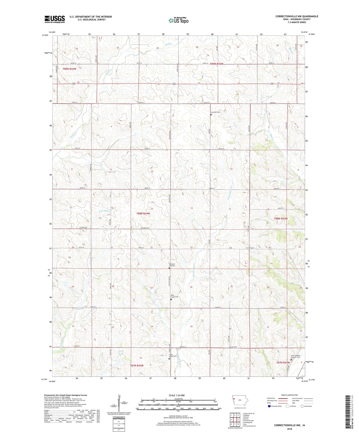 Correctionville NW Iowa US Topo Map Image