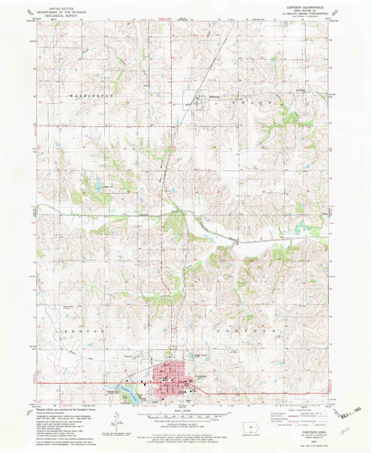Classic USGS Corydon Iowa 7.5'x7.5' Topo Map Image