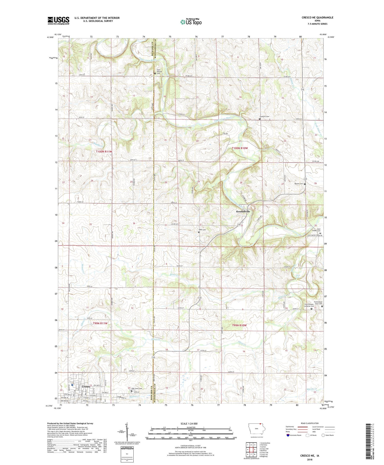 Cresco NE Iowa US Topo Map Image