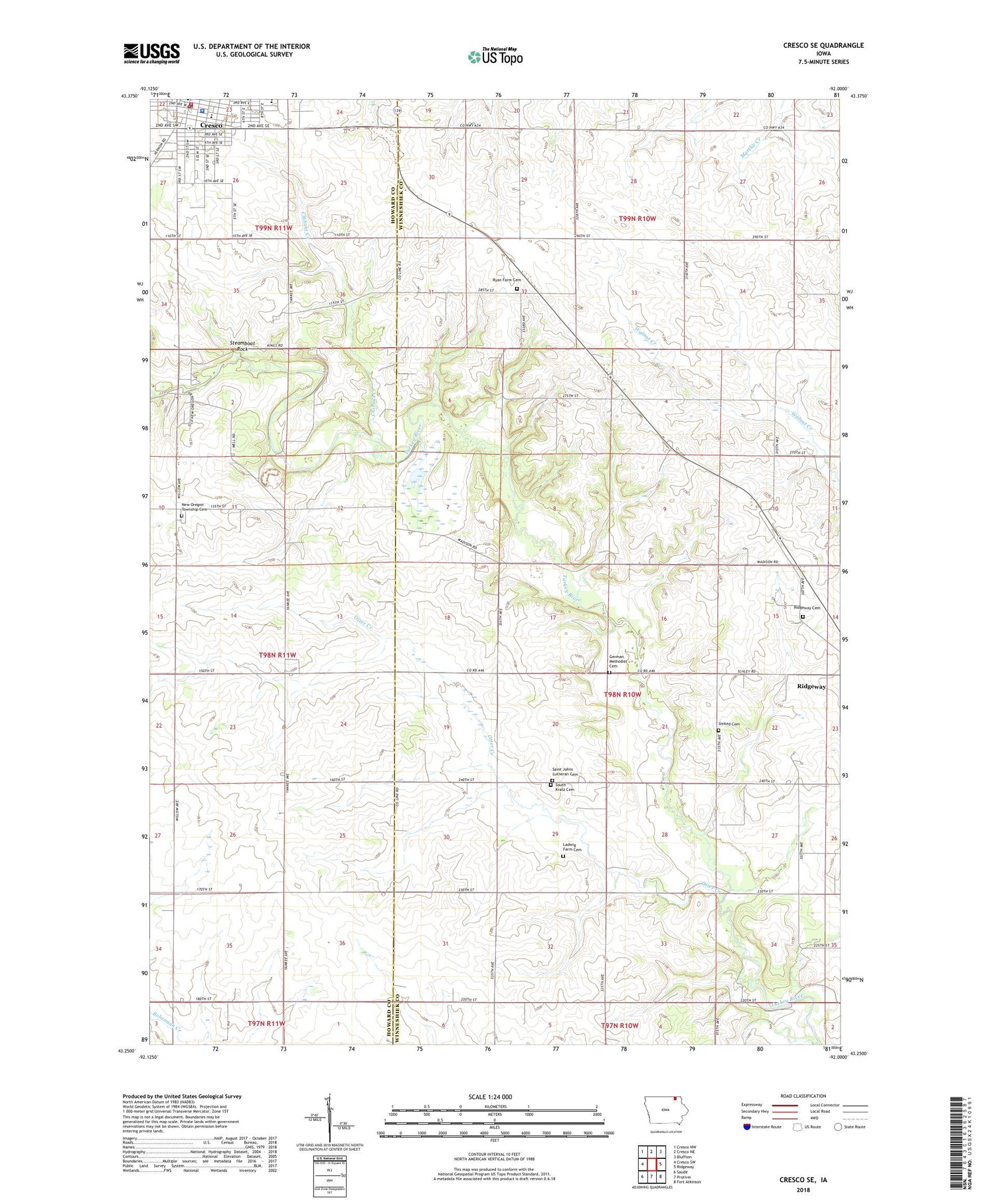 Cresco SE Iowa US Topo Map Image