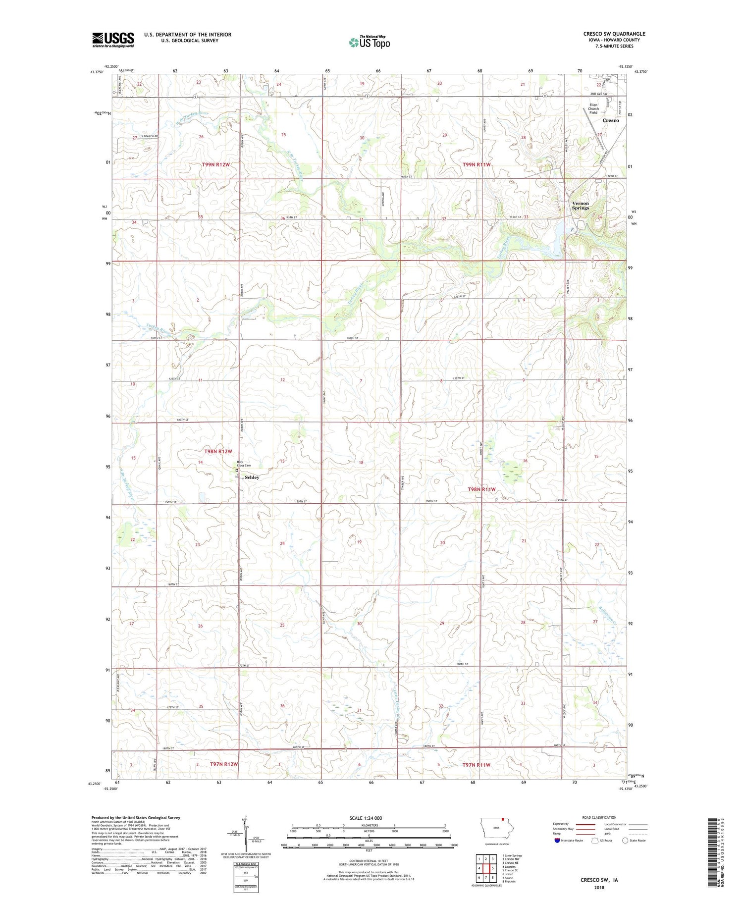 Cresco SW Iowa US Topo Map Image