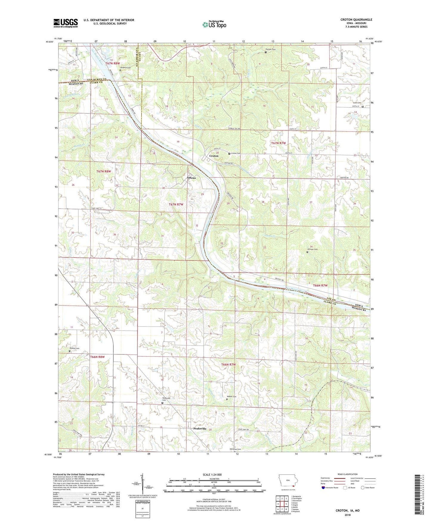 Croton Iowa US Topo Map Image