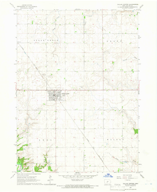 Classic USGS Dallas Center Iowa 7.5'x7.5' Topo Map Image
