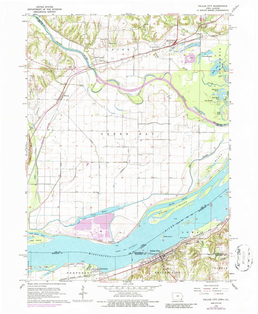 Classic USGS Dallas City Illinois 7.5'x7.5' Topo Map Image
