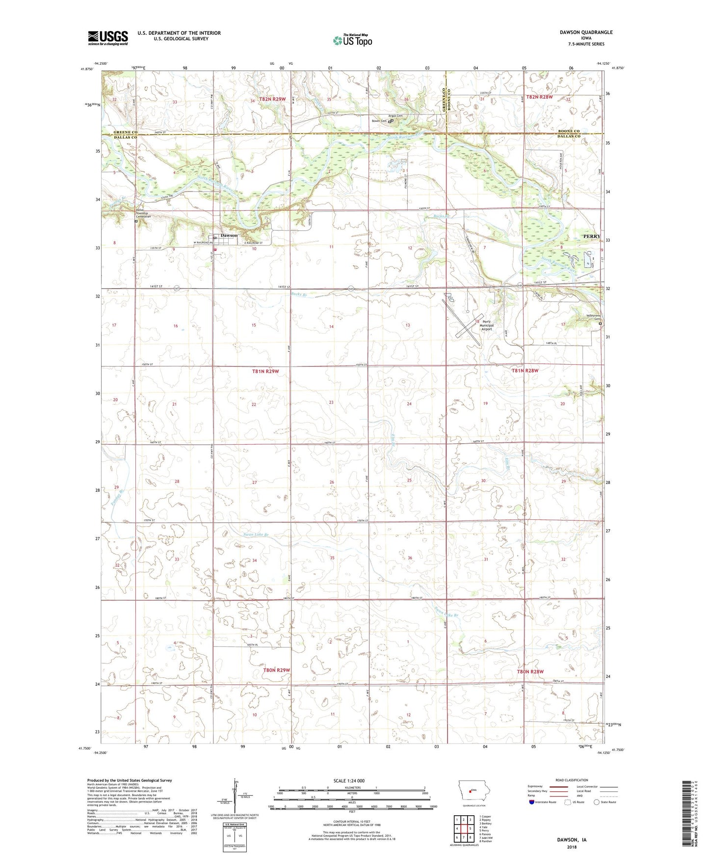 Dawson Iowa US Topo Map Image
