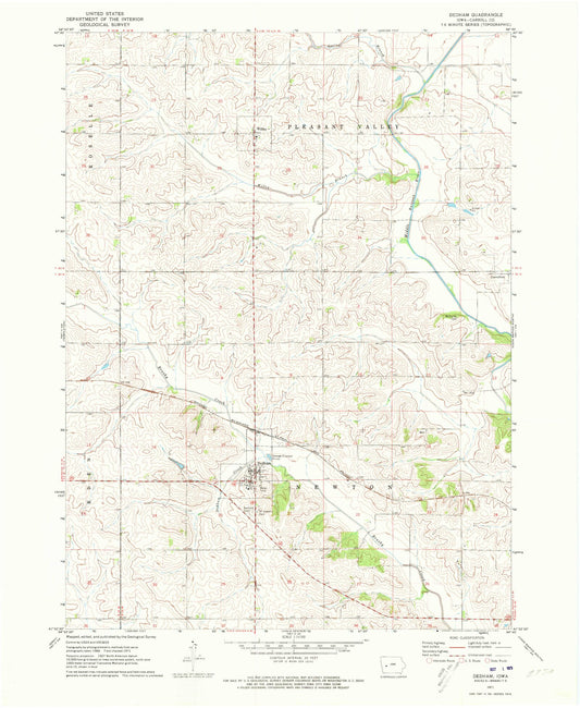 Classic USGS Dedham Iowa 7.5'x7.5' Topo Map Image