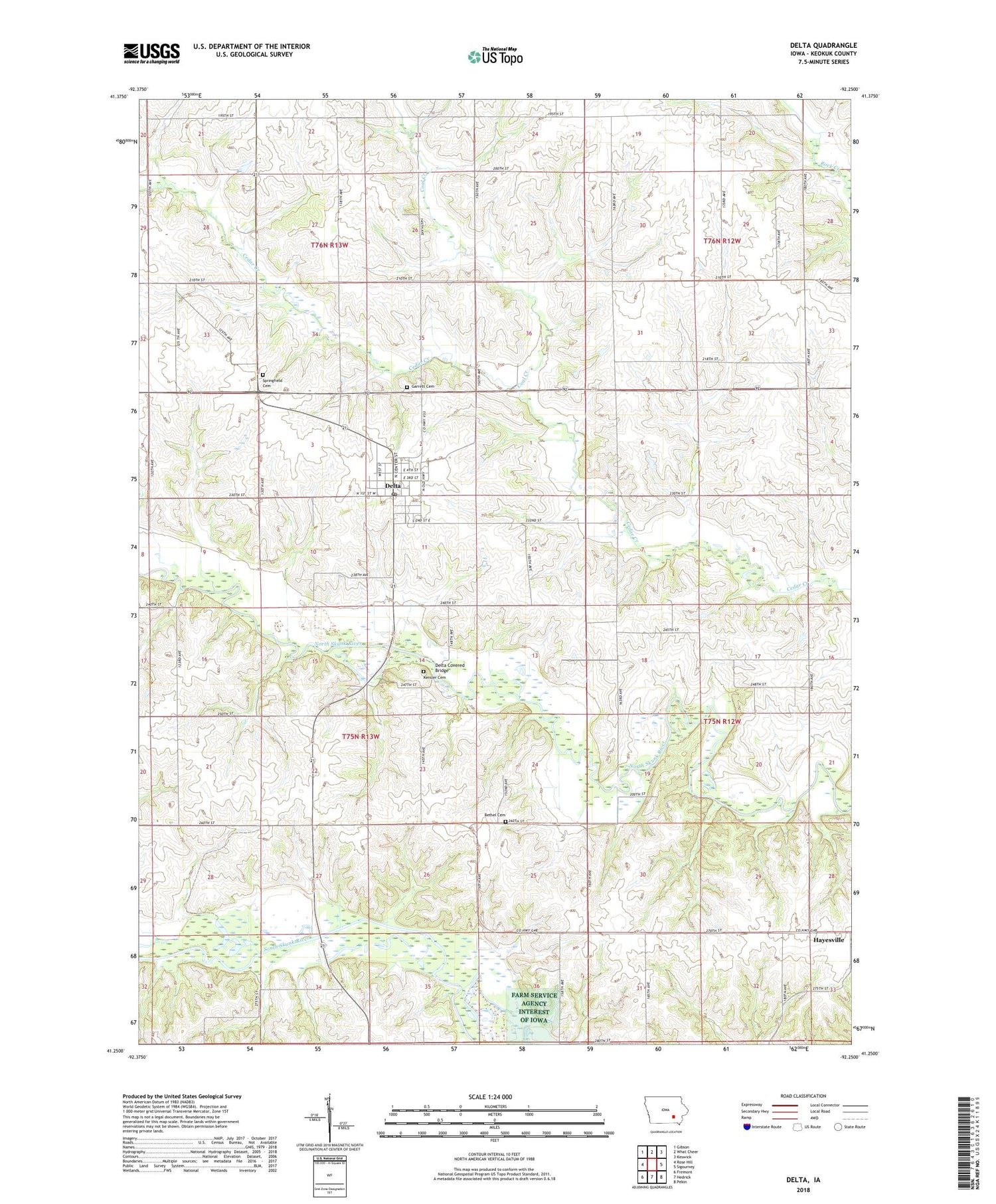 Delta Iowa US Topo Map Image
