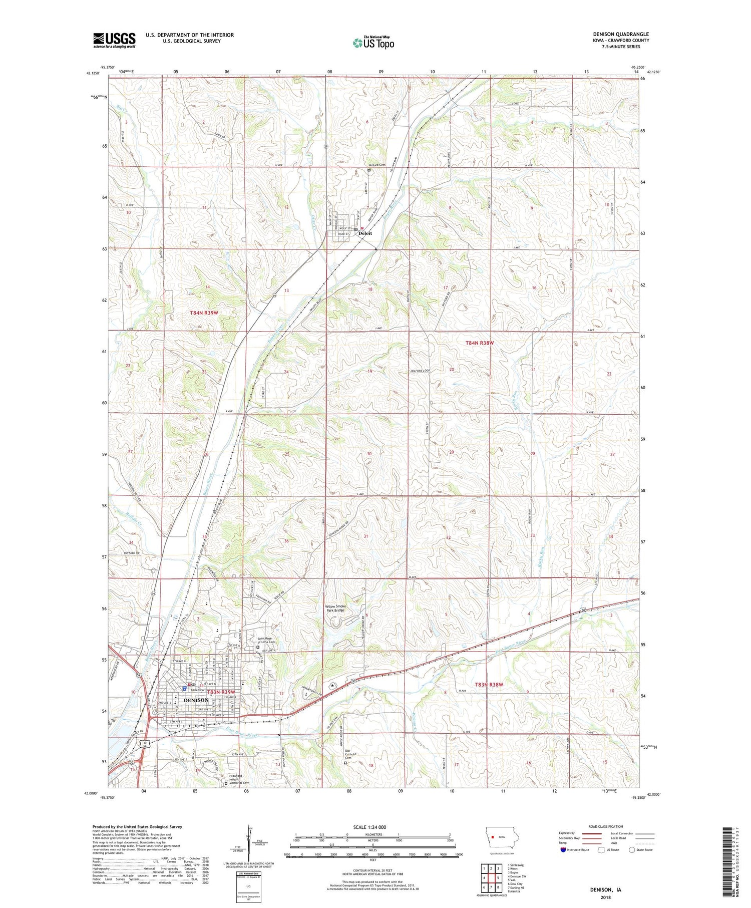 Denison Iowa US Topo Map Image