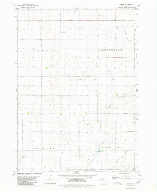 Classic USGS Depew Iowa 7.5'x7.5' Topo Map Image
