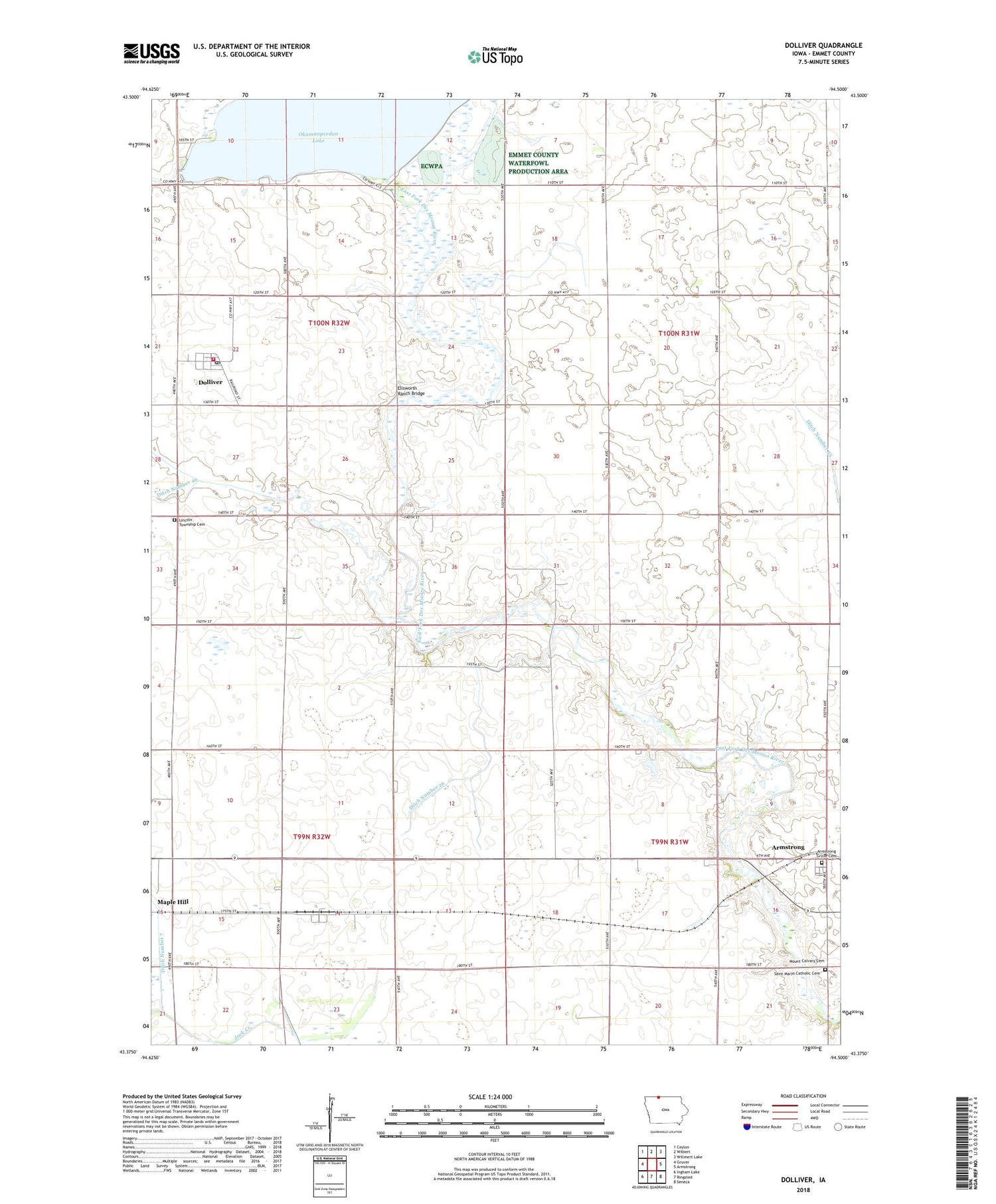Dolliver Iowa US Topo Map Image