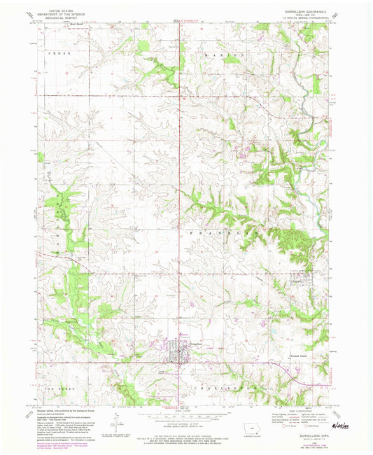 Classic USGS Donnellson Iowa 7.5'x7.5' Topo Map Image