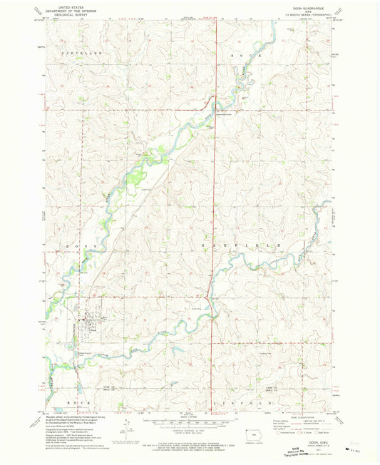 Classic USGS Doon Iowa 7.5'x7.5' Topo Map Image