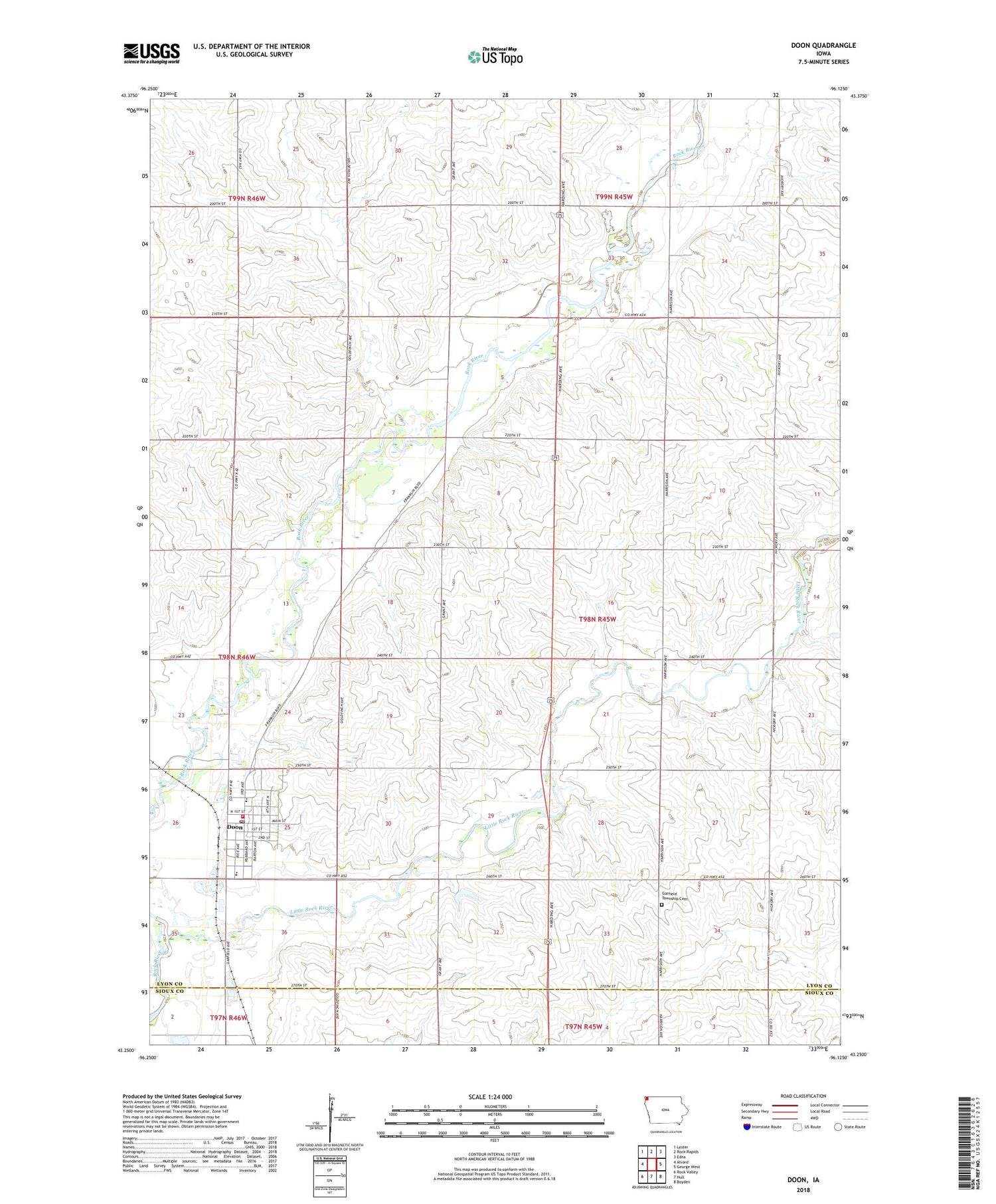 Doon Iowa US Topo Map Image