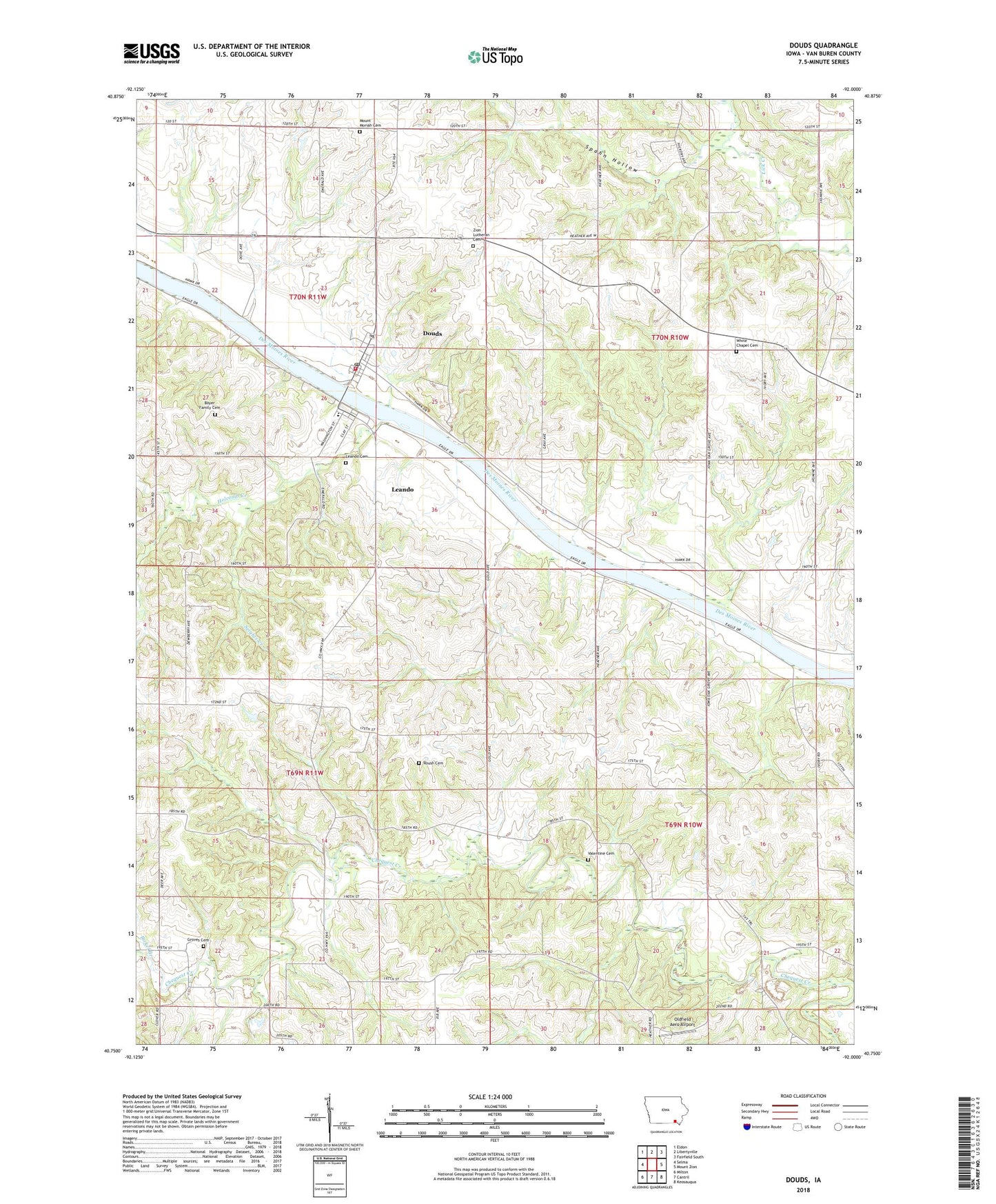 Douds Iowa US Topo Map Image