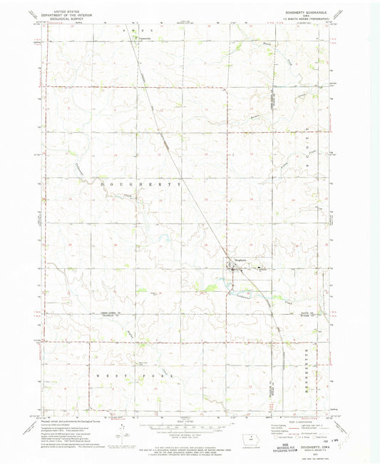 Classic USGS Dougherty Iowa 7.5'x7.5' Topo Map Image