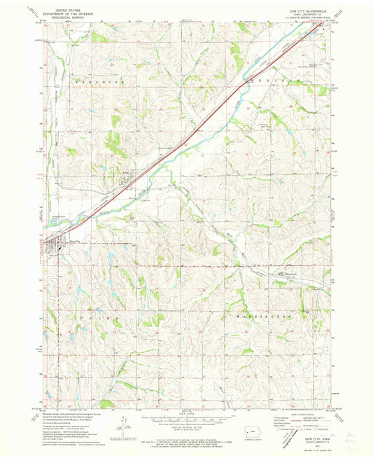Classic USGS Dow City Iowa 7.5'x7.5' Topo Map Image
