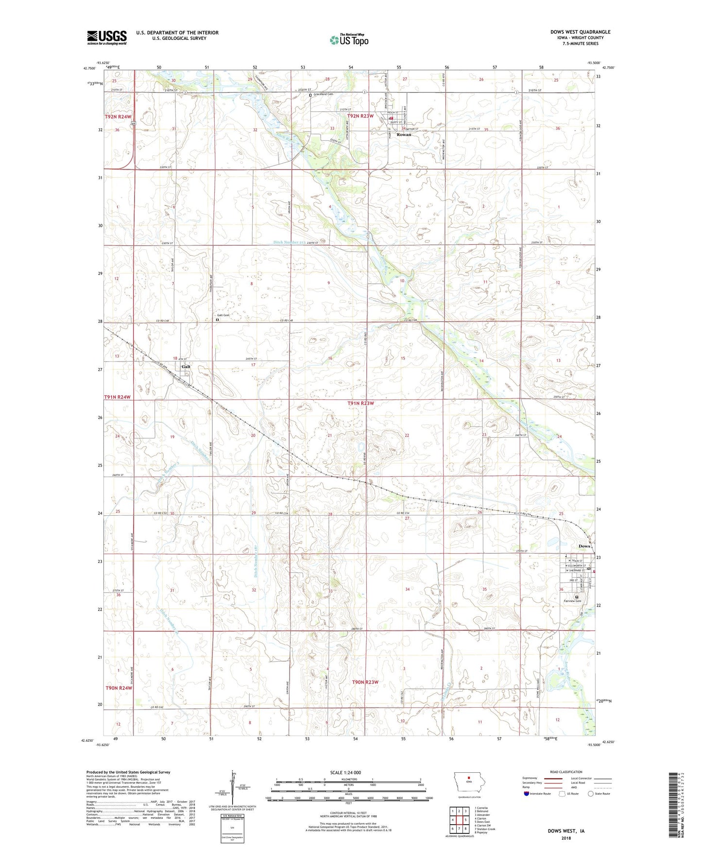 Dows West Iowa US Topo Map Image