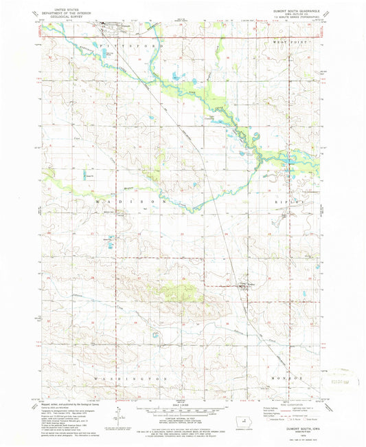 Classic USGS Dumont South Iowa 7.5'x7.5' Topo Map Image