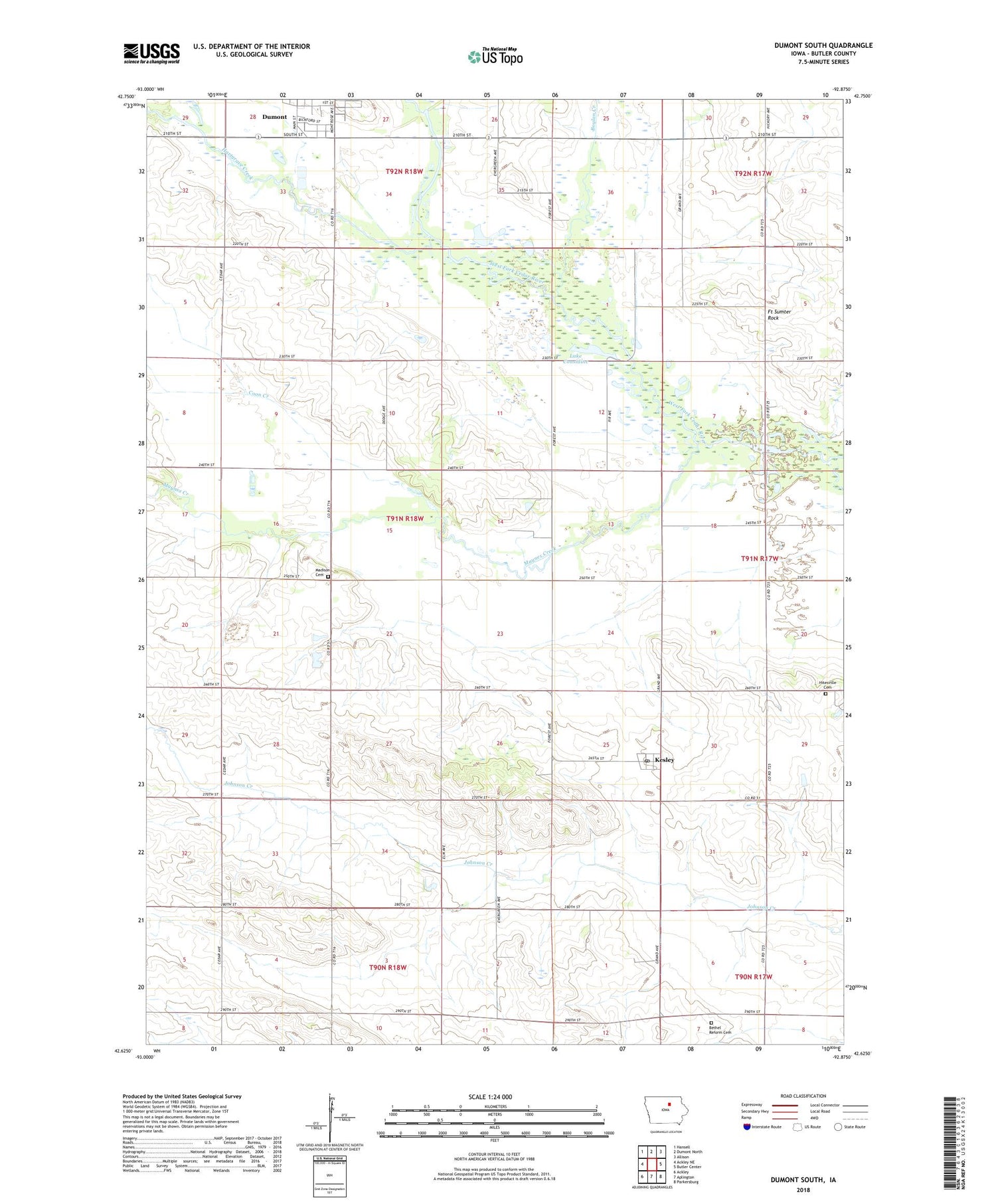 Dumont South Iowa US Topo Map Image