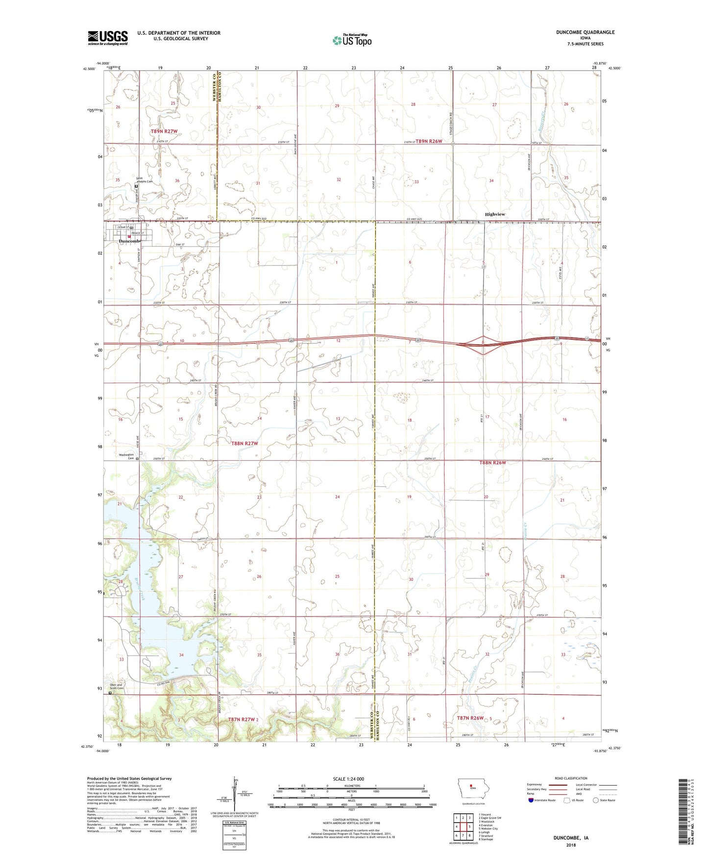 Duncombe Iowa US Topo Map Image