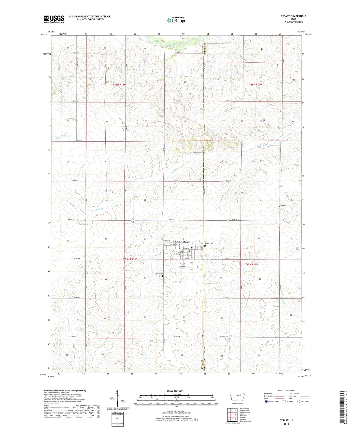 Dysart Iowa US Topo Map Image
