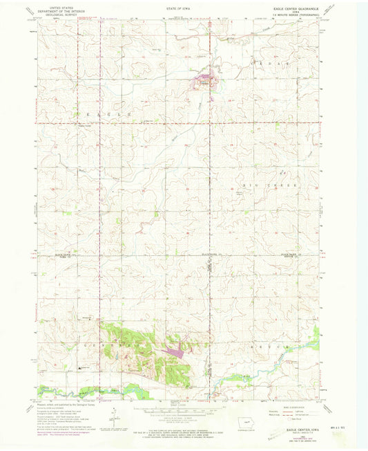Classic USGS Eagle Center Iowa 7.5'x7.5' Topo Map Image