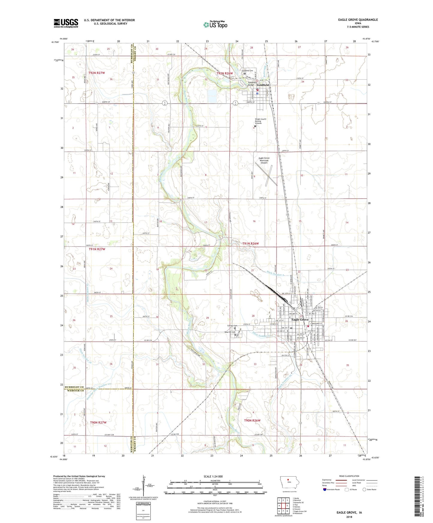 Eagle Grove Iowa US Topo Map Image