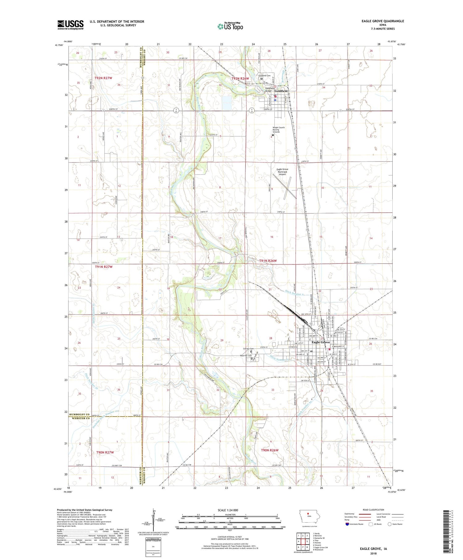 Eagle Grove Iowa US Topo Map Image