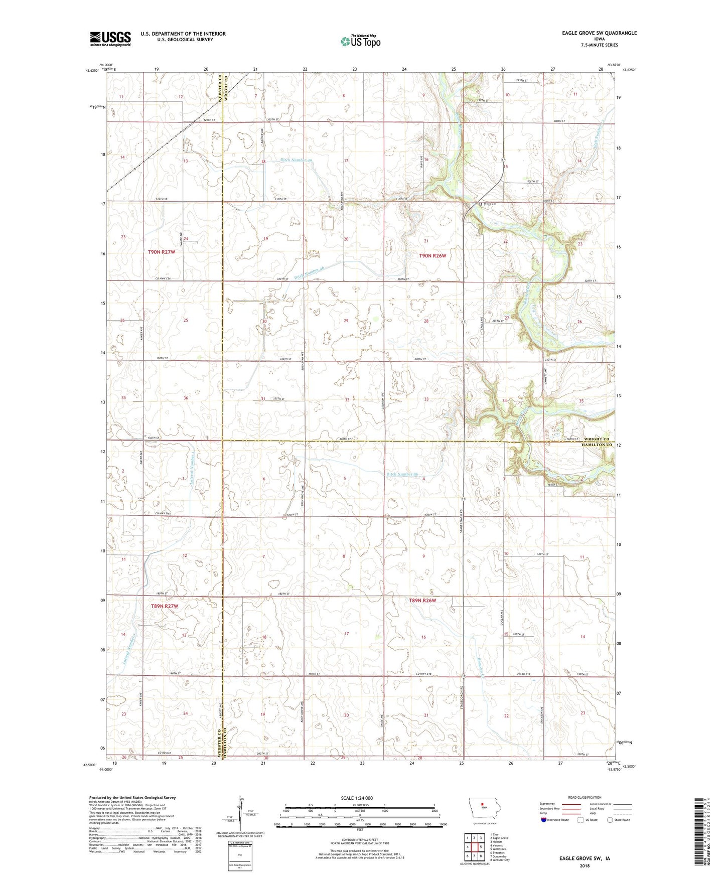 Eagle Grove SW Iowa US Topo Map Image