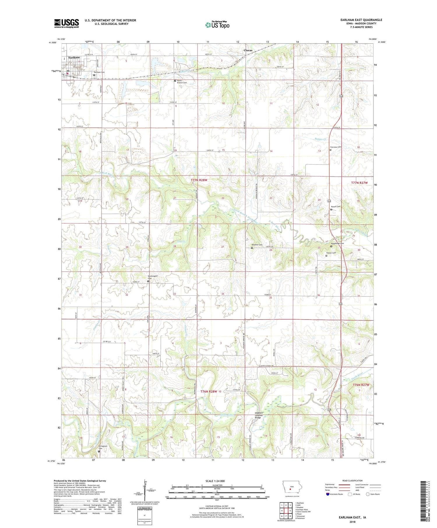 Earlham East Iowa US Topo Map Image