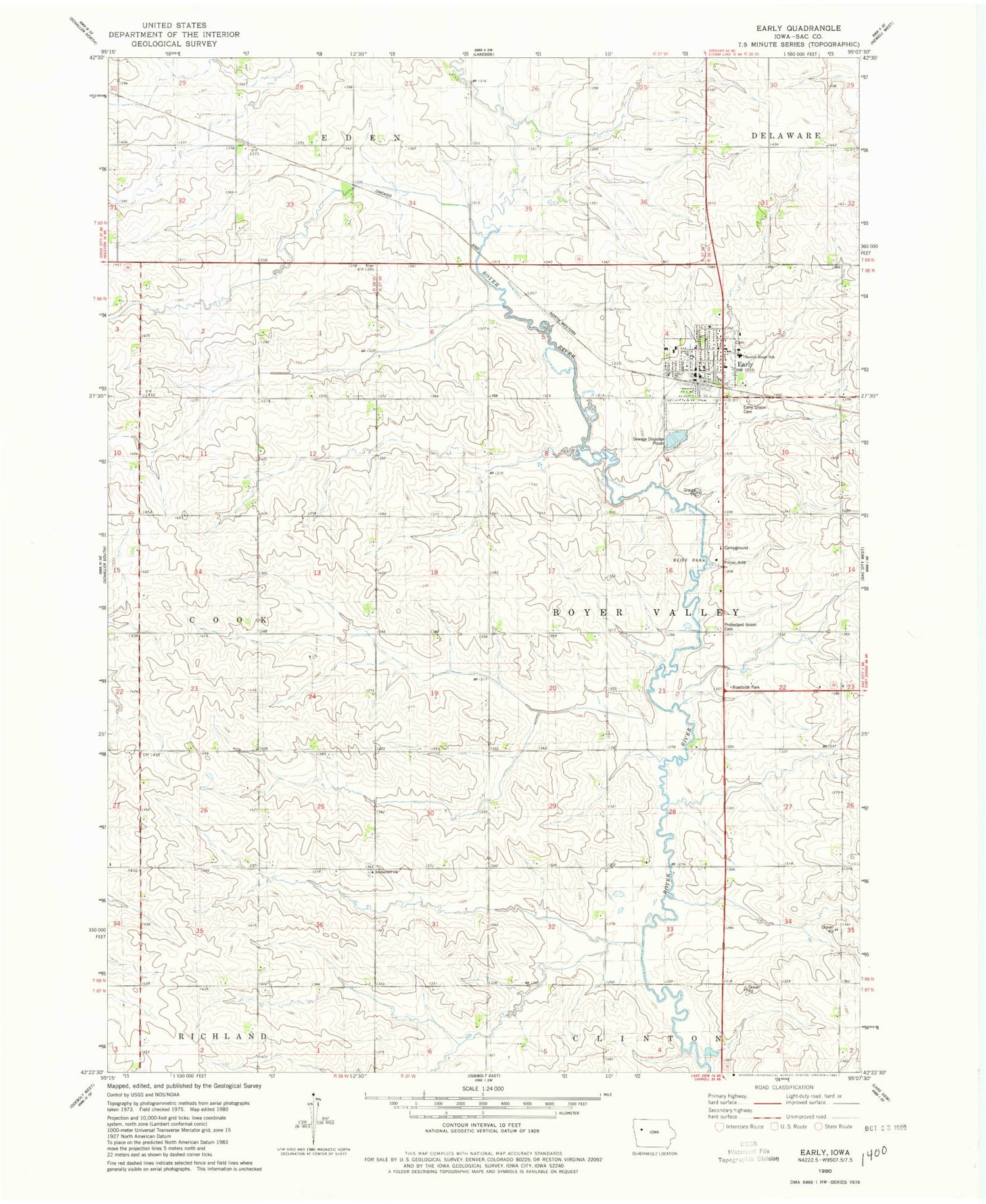 Classic USGS Early Iowa 7.5'x7.5' Topo Map Image