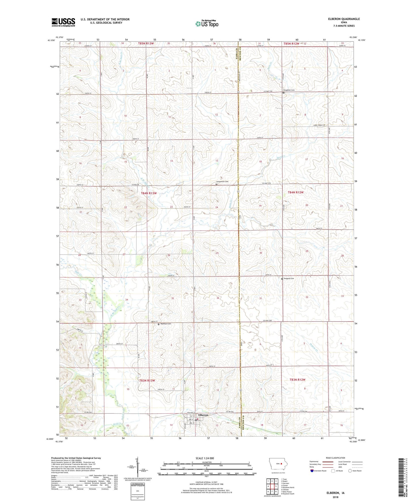 Elberon Iowa US Topo Map Image