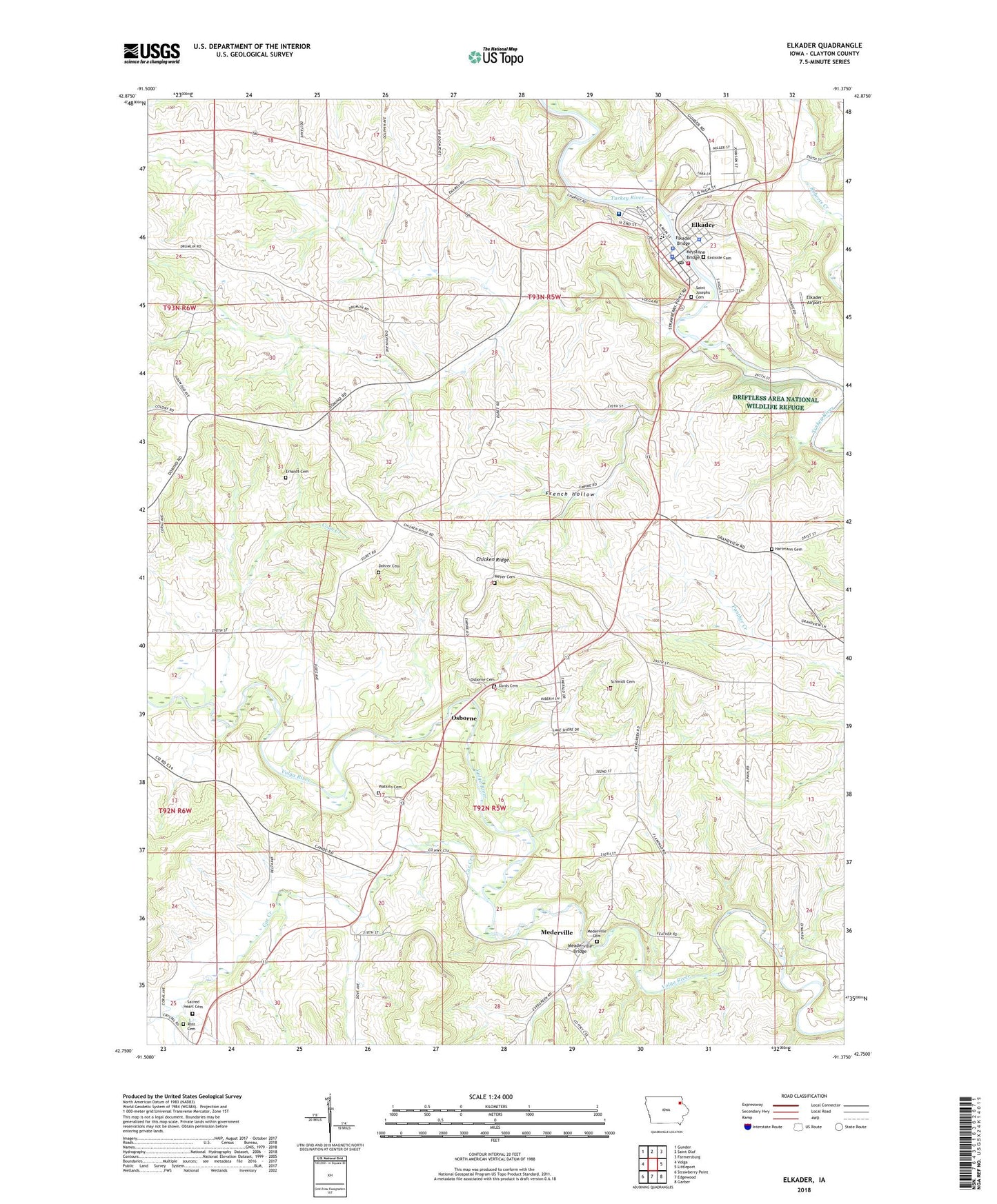 Elkader Iowa US Topo Map Image