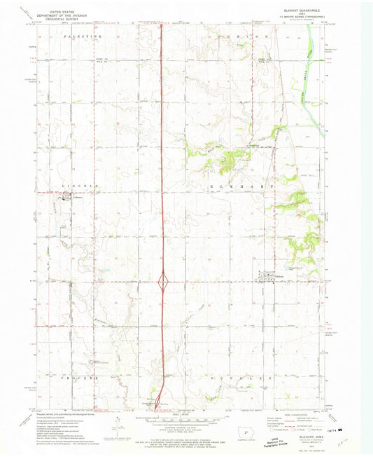 Classic USGS Elkhart Iowa 7.5'x7.5' Topo Map Image