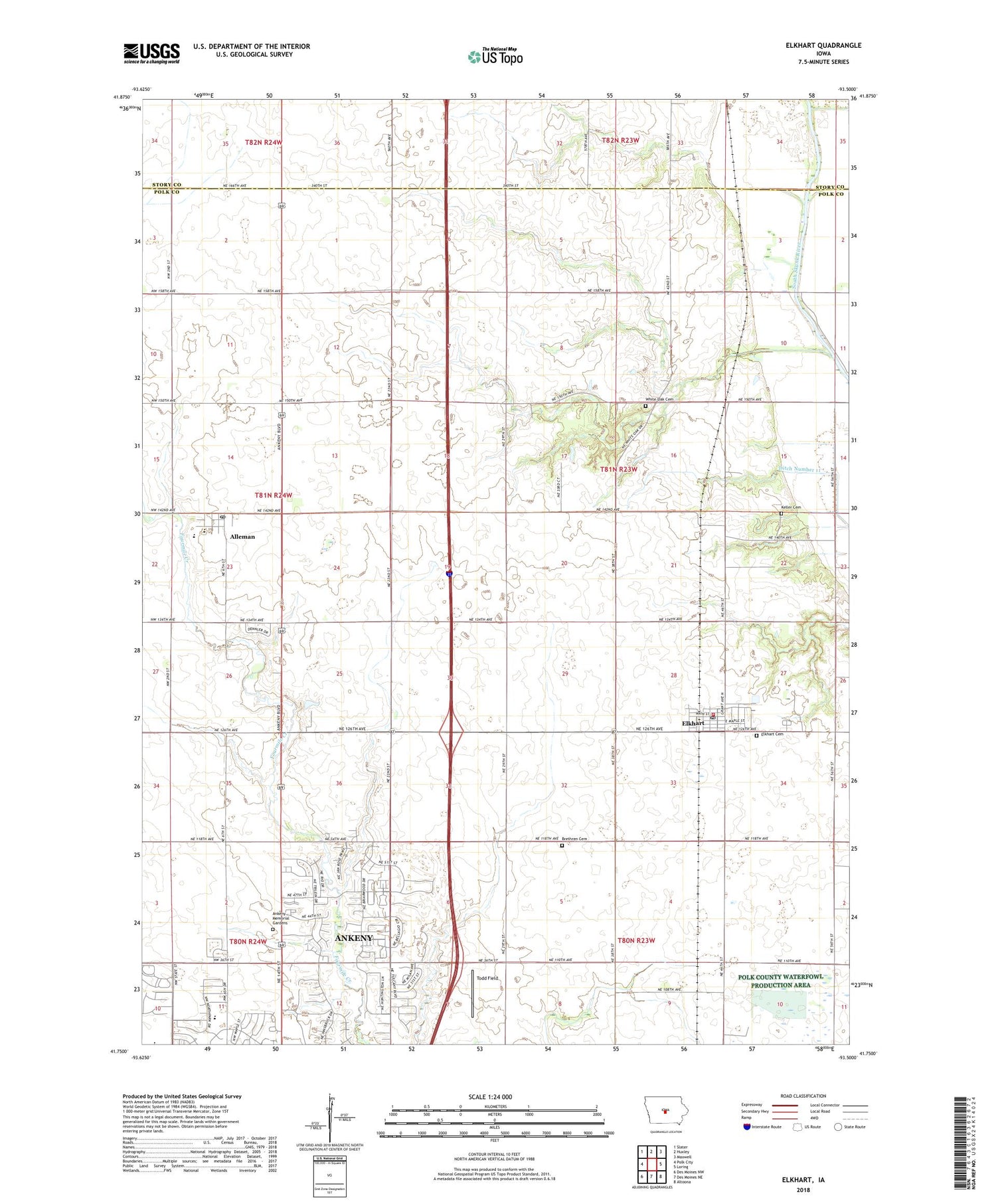 Elkhart Iowa US Topo Map Image