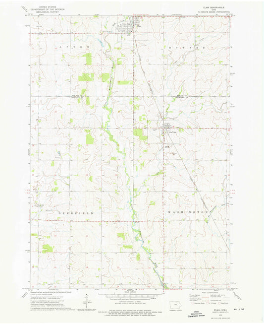 Classic USGS Elma Iowa 7.5'x7.5' Topo Map Image