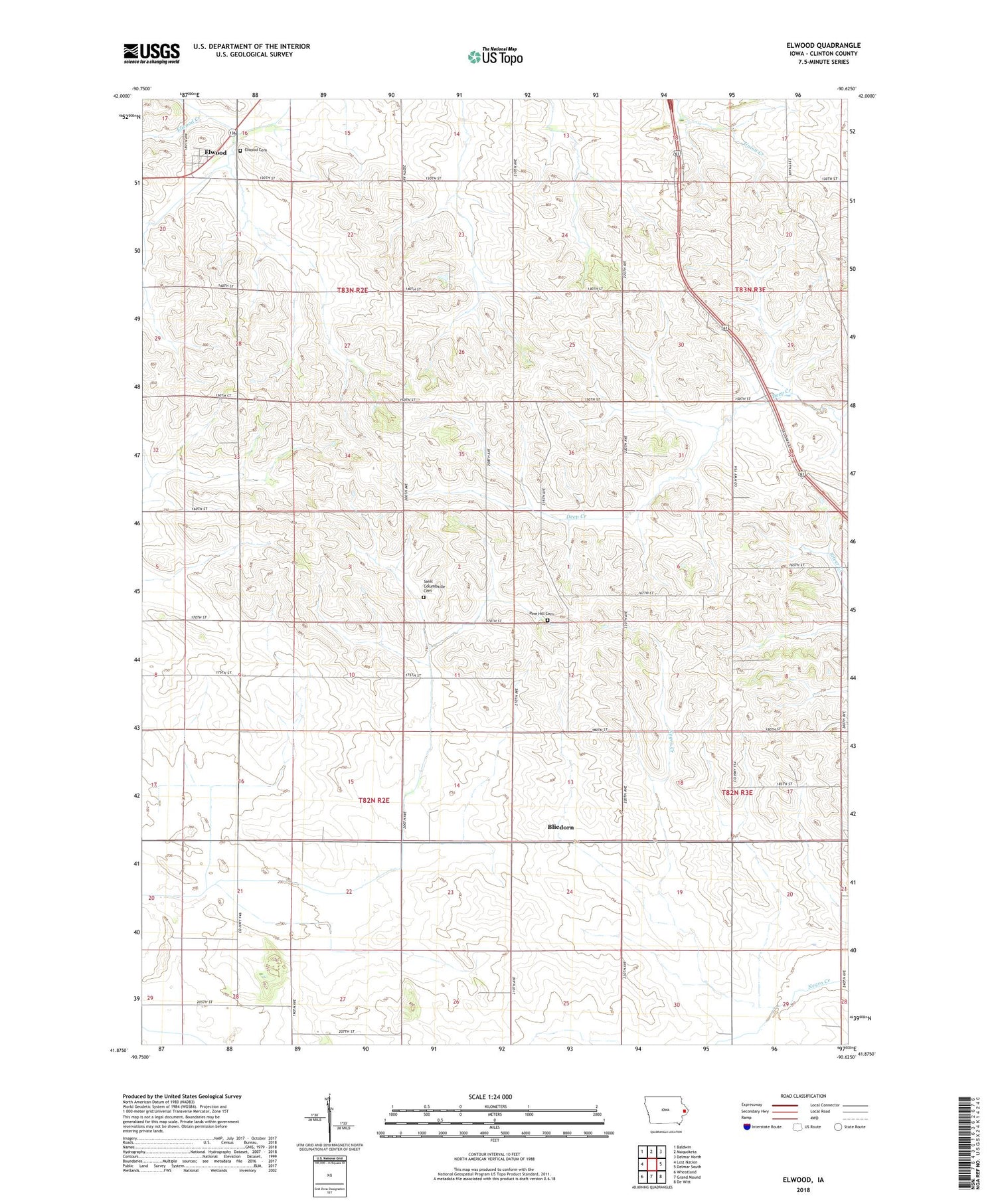 Elwood Iowa US Topo Map Image