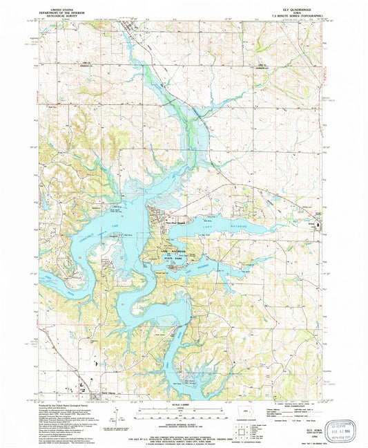 Classic USGS Ely Iowa 7.5'x7.5' Topo Map Image