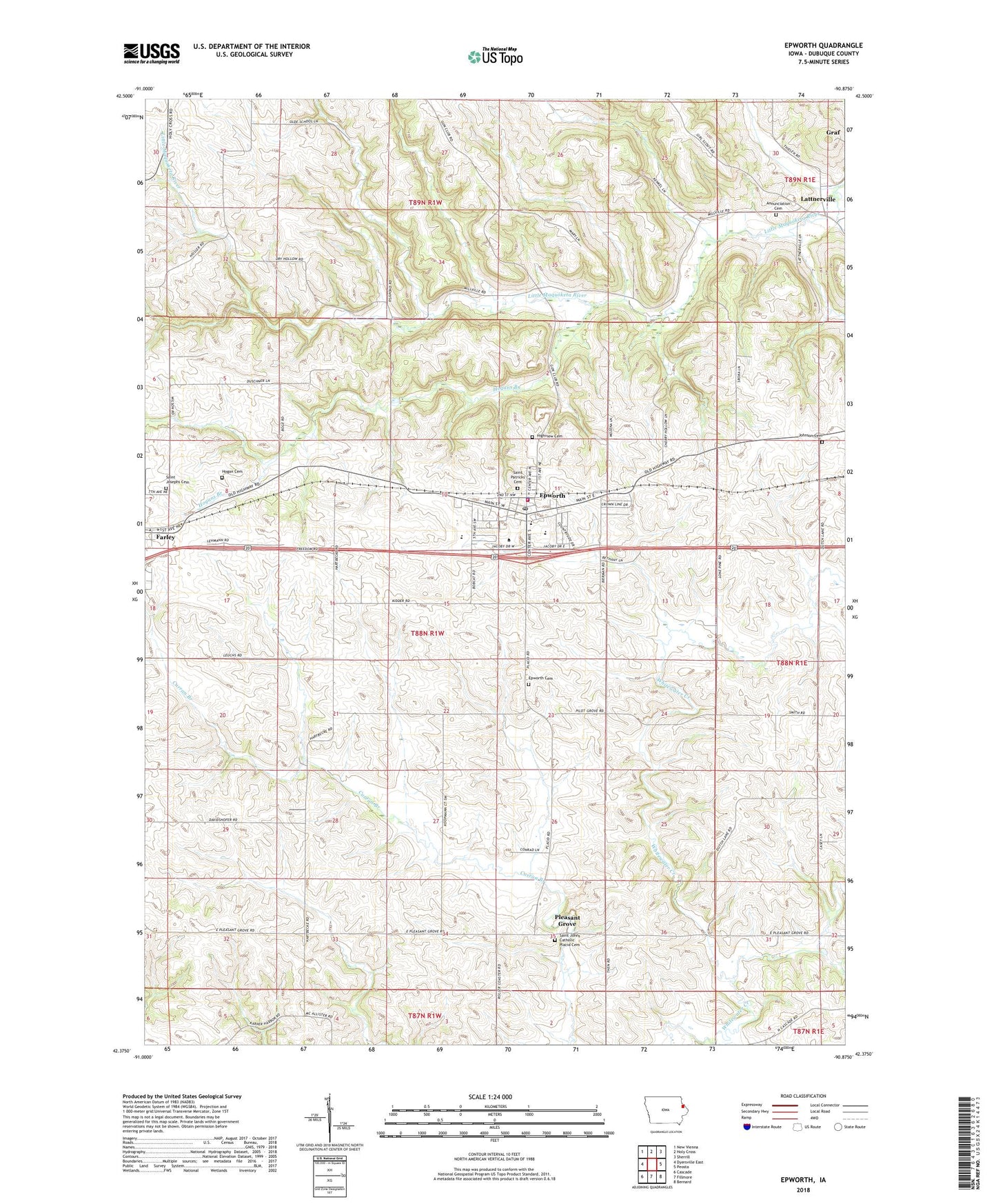 Epworth Iowa US Topo Map Image