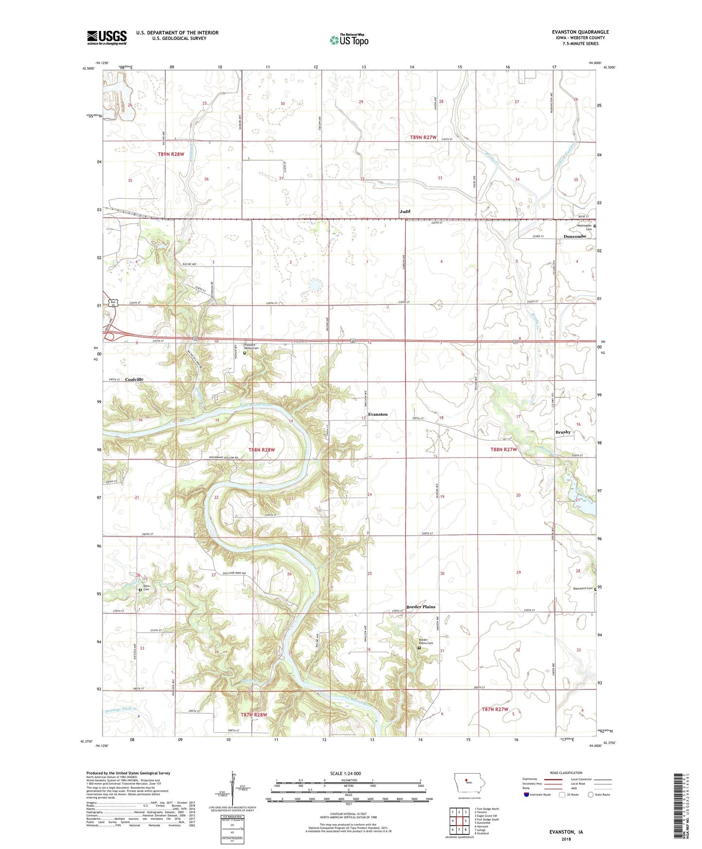 Evanston Iowa US Topo Map Image