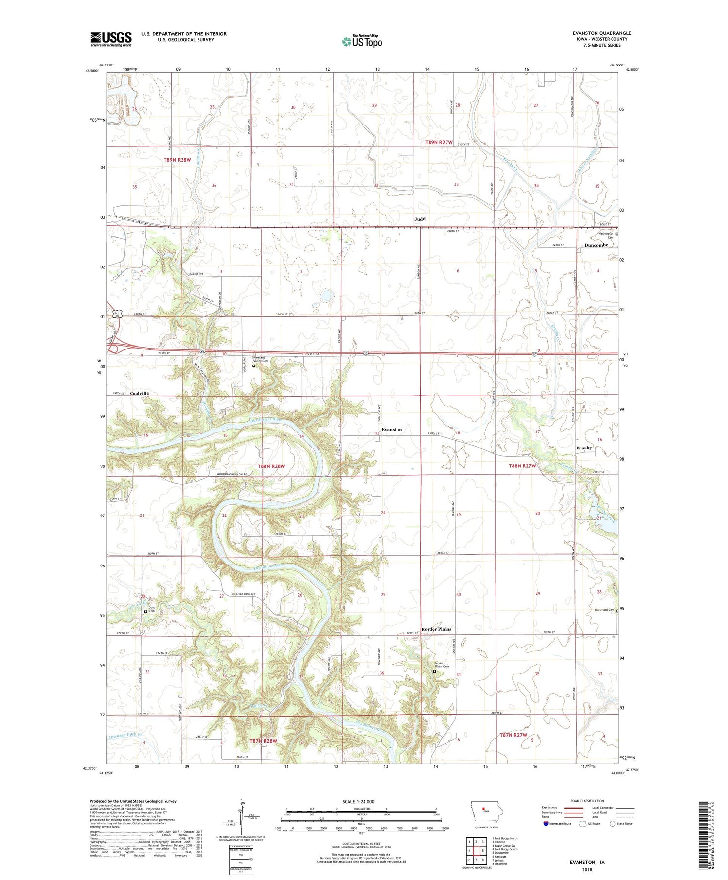 Evanston Iowa US Topo Map Image