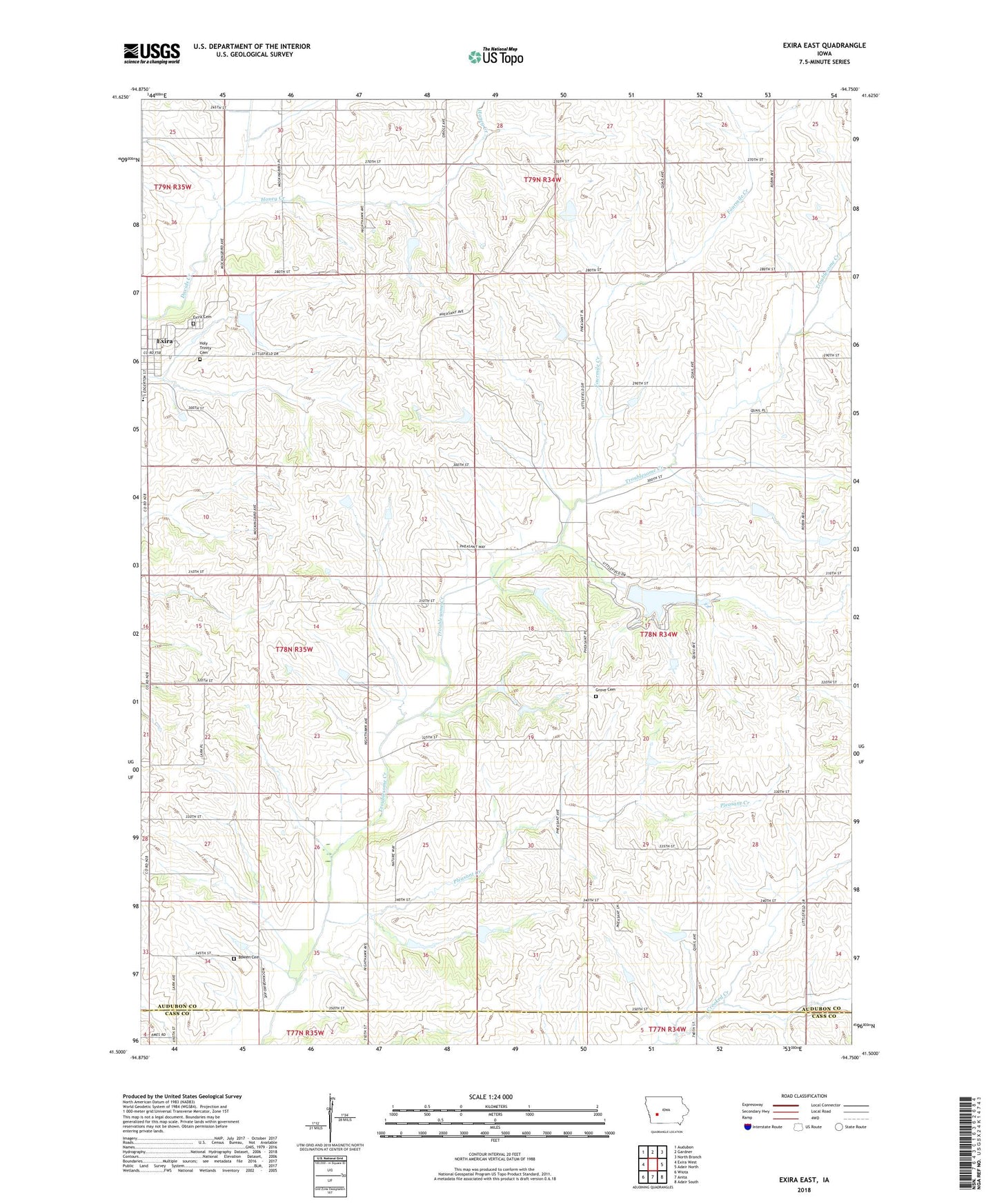 Exira East Iowa US Topo Map Image