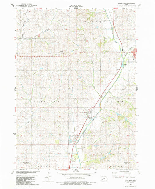 Classic USGS Exira West Iowa 7.5'x7.5' Topo Map Image