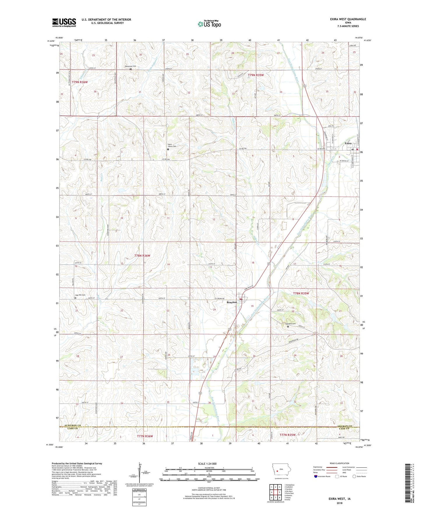 Exira West Iowa US Topo Map Image