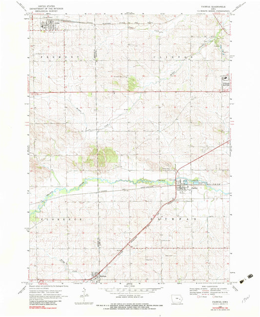 Classic USGS Fairfax Iowa 7.5'x7.5' Topo Map Image