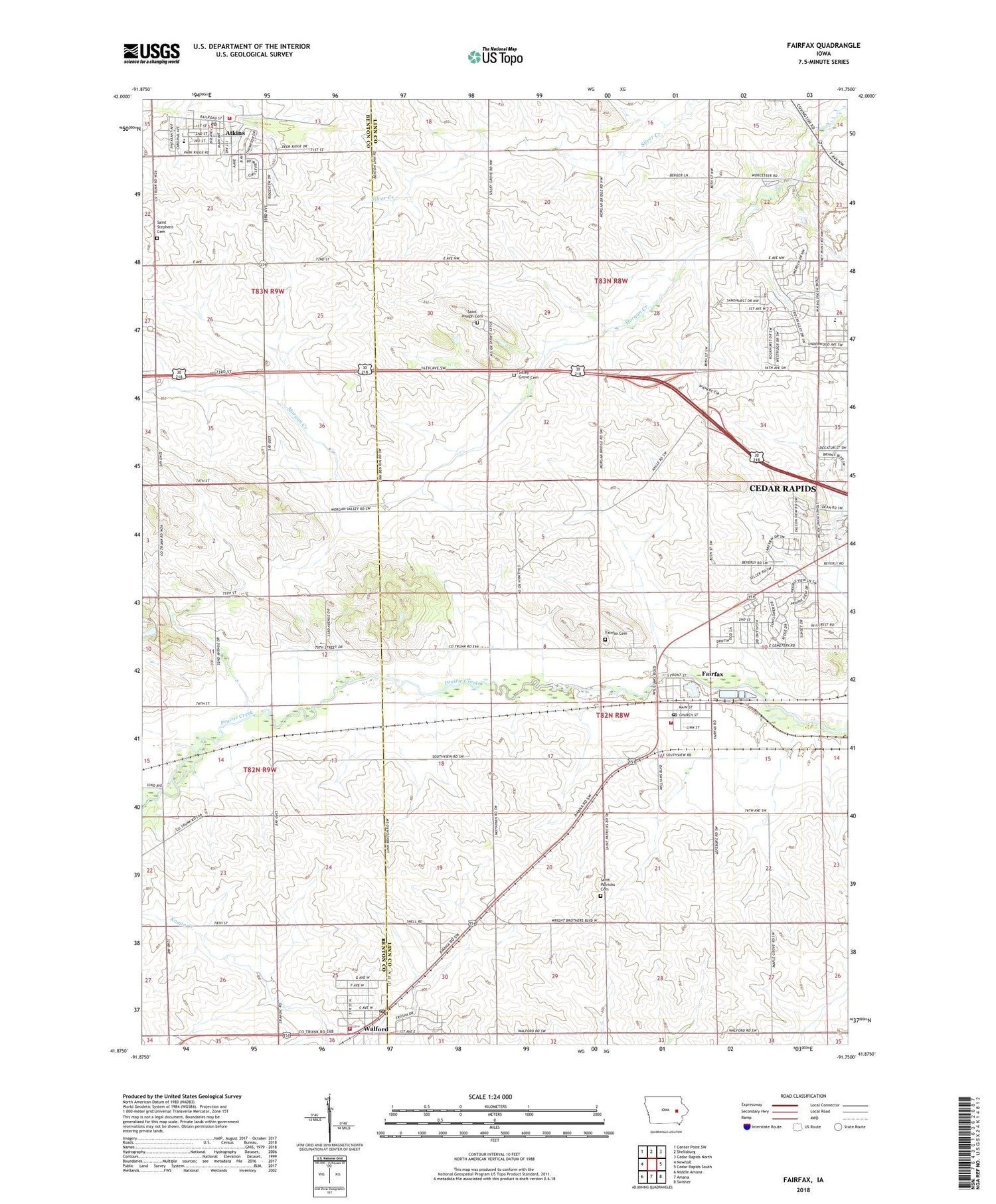 Fairfax Iowa US Topo Map Image