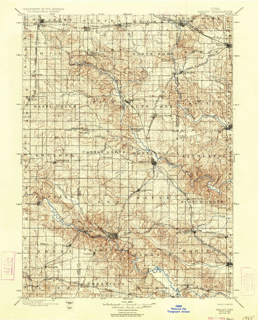 Historic 1900 Farley Iowa 30'x30' Topo Map Image