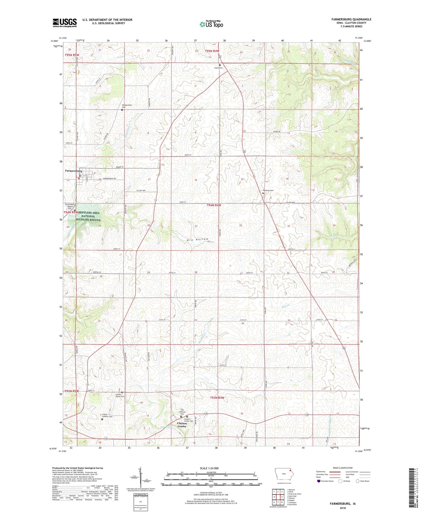 Farmersburg Iowa US Topo Map Image