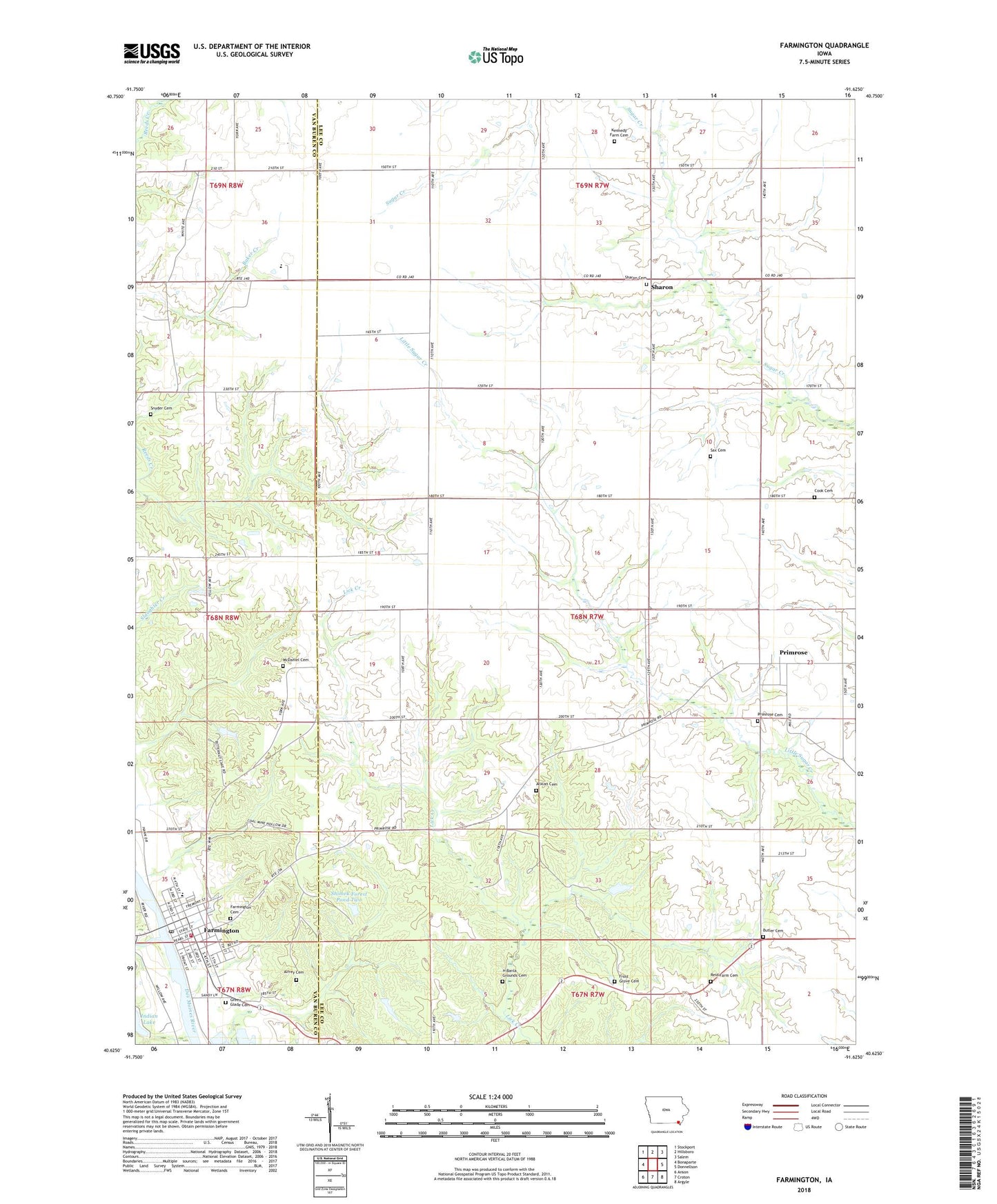 Farmington Iowa US Topo Map Image